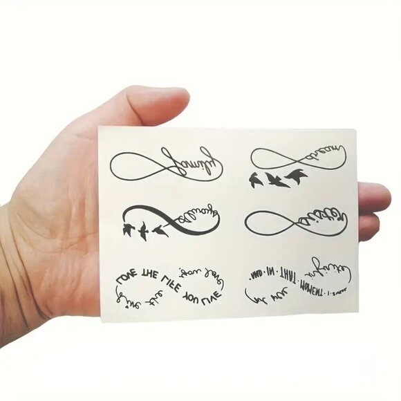 Waterproof Temporary Tattoo Stickers Bird & Infinity Designs for Fingers, Wrists - Picture 2 of 7